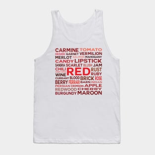 Word Cloud - Shades of Red (White Background) Tank Top